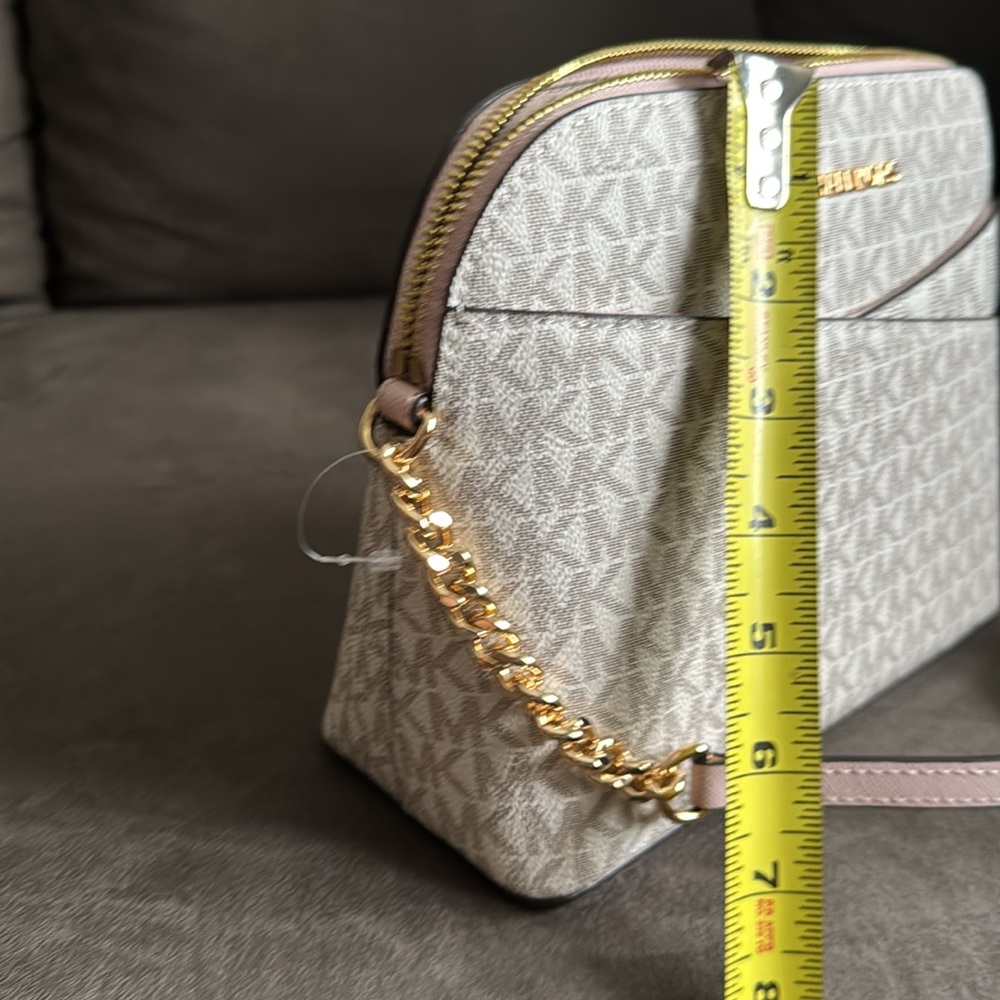 MICHAEL KORS Pink Blush & Nude Monogram Cross Body Bag /Purse. NEW - Picture 7 of 8